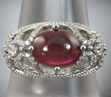 Ажурное серебряное кольцо с рубином Серебро 925