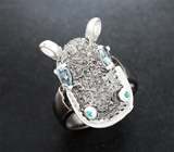 Серебряное кольцо с голубыми топазами Серебро 925