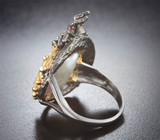 Серебряное кольцо с жемчужиной барокко, альмандином и диопсидами Серебро 925