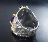 Серебряное кольцо с аметистами и альмандинами гранатами