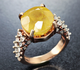 Стильное серебряное кольцо c желтым сапфиром Серебро 925