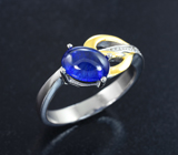 Изящное серебряное кольцо с синим сапфиром Серебро 925