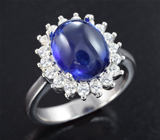 Изящное серебряное кольцо с крупным синим сапфиром Серебро 925