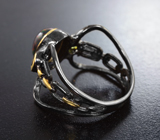 Серебряное кольцо с кристаллическим черным опалом и турмалинами Серебро 925