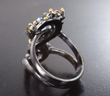 Серебряное кольцо с голубым топазом, аметистом, цитрином, желто-зеленым и розовыми турмалинами Серебро 925