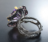 Серебряное кольцо с аметистом и розовыми турмалинами