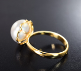 Золотое кольцо с морской жемчужиной топового люстра 9,49 карата Золото