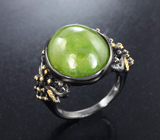 Серебряное кольцо с зеленым сфеном Серебро 925