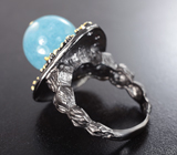 Серебряное кольцо с аквамарином и розовыми турмалинами Серебро 925