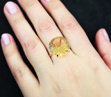Золотое кольцо с лимонным цитрином лазерной огранки 10,95 карата Золото