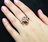 Серебряное кольцо с мексиканским огненным агатом и розовыми сапфирами