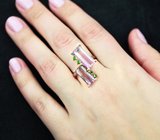 Серебряное кольцо с аметринами 7,11 карата и диопсидами