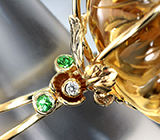 Массивное золотое кольцо с резным медовым цитрином 48,56 карата, цаворитами и бриллиантами Золото