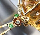 Массивное золотое кольцо с резным медовым цитрином 48,56 карата, цаворитами и бриллиантами