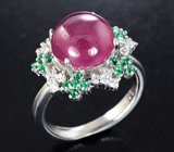 Замечательное серебряное кольцо с крупным кабошоном рубина Серебро 925