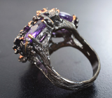 Серебряное кольцо с аметистами и родолитами Серебро 925