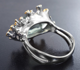 Серебряное кольцо с зеленым аметистом 10,66 карата и синими сапфирами Серебро 925