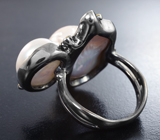 Серебряное кольцо с жемчугом 38,47 карата и синими сапфирами