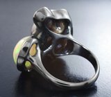 Серебряное кольцо с цветной жемчужиной барокко 29,22 карата и эфиопским опалом 4,46 карата Серебро 925