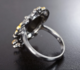 Серебряное кольцо с австралийским триплет опалом 5,44 карата и синими сапфирами