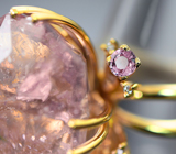 Золотое кольцо с огромным морганитом авторской огранки 36,04 карата, розовыми сапфирами и бриллиантами Золото