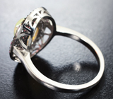 Серебряное кольцо с кристаллическим эфиопским опалом и разноцветными сапфирами бриллиантовой огранки Серебро 925