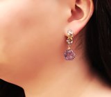 Серебряные серьги с резными аметистами 8,83 карата и рубинами