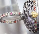 Серебряное кольцо с аметистом 22,8 карата и разноцветными сапфирами Серебро 925