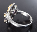 Серебряное кольцо c резными шпинелями 5,25 карата, родолитами и цаворитами Серебро 925