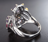 Серебряное кольцо с разноцветными шпинелями 4,6 карата и цаворитами Серебро 925