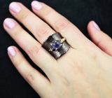 Серебряное кольцо с синим сапфиром и голубым топазом Серебро 925