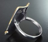 Серебряное кольцо с кристаллическим черным опалом 5,6 карата и диопсидом