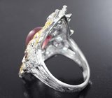 Серебряное кольцо с розовым сапфиром и родолитами Серебро 925