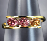 Золотое кольцо с редкими гранатами со сменой цвета 1,28 карата Золото