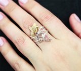 Серебряное кольцо с розовым турмалином и аметистами