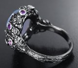 Серебряное кольцо с халцедоном и аметистами