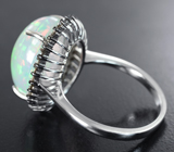 Серебряное кольцо с кристаллическим эфиопским опалом 9,82 карата и бриллиантами Серебро 925