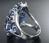 Роскошное крупное серебряное кольцо с насыщенными кианитами Серебро 925