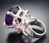 Серебряное кольцо с аметистами 29+ карат и родолитами