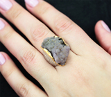 Серебряное кольцо с друзой фиолетового халцедона 22,17 карата Серебро 925