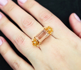 Золотое кольцо с персиковым морганитом 5,93 карата и бриллиантами Золото