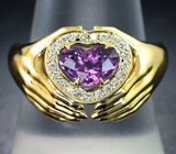 Кольцо с пурпурным сапфиром редкой огранки 1,48 карата и бриллиантами Золото