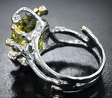 Серебряное кольцо с лимонным цитрином и родолитами