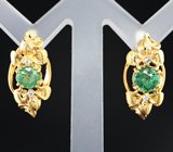 Серьги с параиба турмалинами 2,04 карата и бесцветными сапфирами Золото