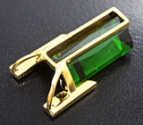 Кулон с крупным зеленым турмалином 10,58 карата и бриллиантами Золото