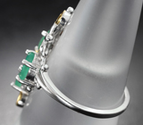 Чудесное cеребряное кольцо с изумрудами Серебро 925