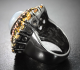Серебряное кольцо с лунным камнем и цитринами Серебро 925