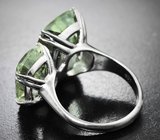 Серебряное кольцо с зелеными аметистами 21 карат Серебро 925