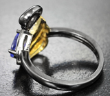 Изысканное серебряное кольцо «Лебедь» с танзанитом Серебро 925