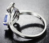 Изысканное серебряное кольцо «Лебедь» с насыщенным танзанитом Серебро 925